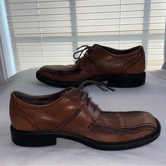 Clarks Men’s 11 Brown Leather Square Toe Lace Up Dress Shoes Comfort Oxford - Picture 5 of 11